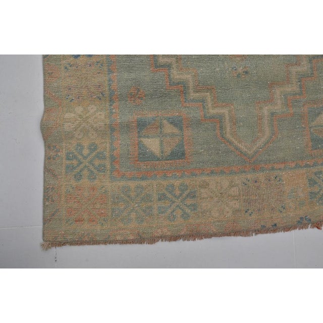 Turqoise and Orange Handmade Oushak Rug For Sale - Image 4 of 11
