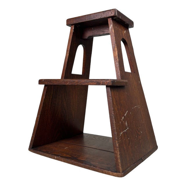 Vintage Japanese Decorative Wooden Step Stool, 1960s For Sale