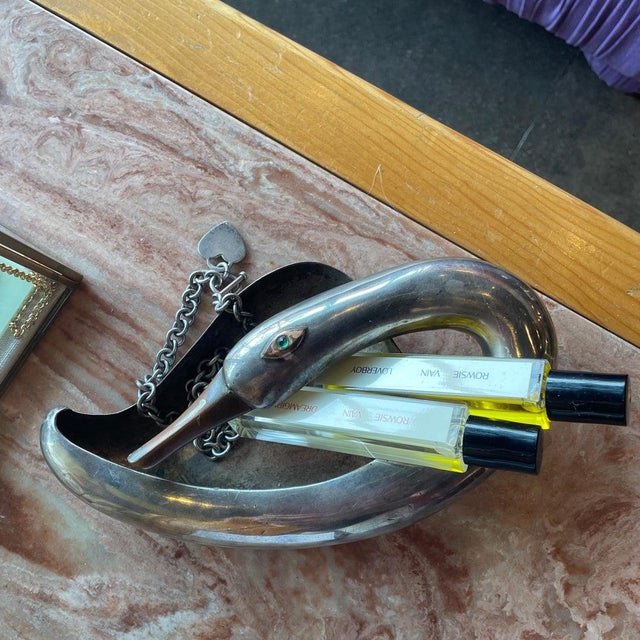 Metal 1940s Los Castillo Silverplate Swan Dish For Sale - Image 7 of 7