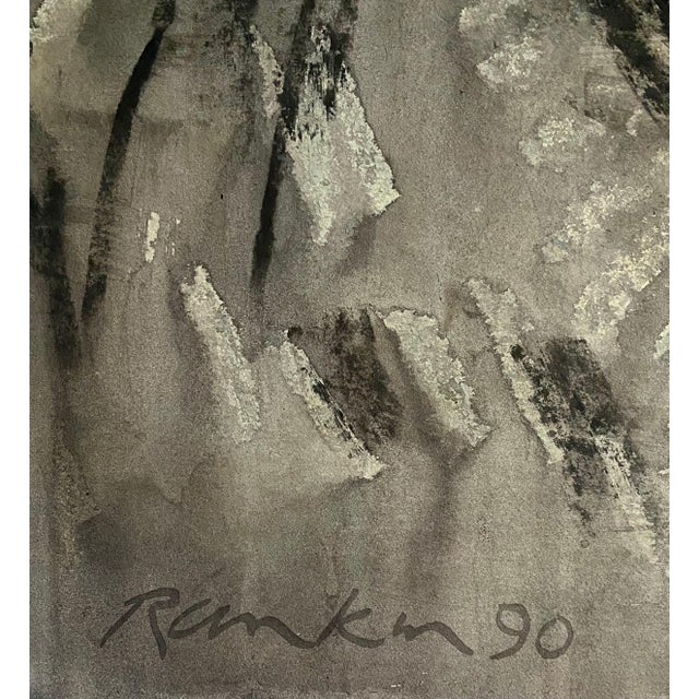 Abstract Expressionism David Rankin, Australian Abstract Expressionist Gouache Painting Charcoal on Shaped Paper, 1990 For Sale - Image 3 of 4