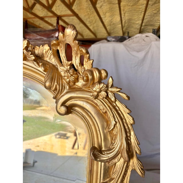 19th Century French Louis XV Giltwood Wall Mirror For Sale - Image 4 of 13