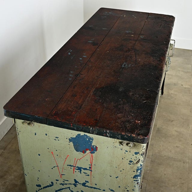 Wood French 20th Century Industrial Work Bench For Sale - Image 7 of 11