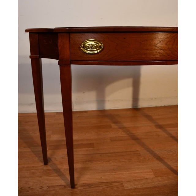 Traditional 1980s Harden English Regency Style Cherry Inlaid Console Table For Sale - Image 3 of 18