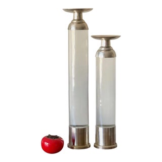 1980s Modern Lucite Candlesticks - A Pair For Sale