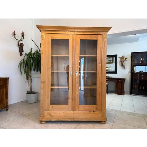 2000 - 2009 Art Nouveau Farmhouse Display Cabinet in Natural Wood For Sale - Image 5 of 15