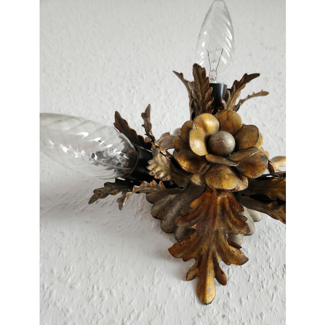 Vintage Florentine Silver-Plated and Gold-Plated 3-Light Ceiling or Wall Lamp from Banci Firenze, Italy, 1960s For Sale - Image 12 of 18