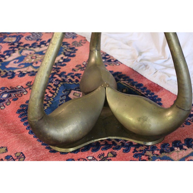Large Brass Swan Dining Table With a Glass Top From the 1970s For Sale - Image 16 of 18