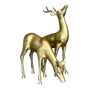 Vintage Regency Brass Deer - a Pair