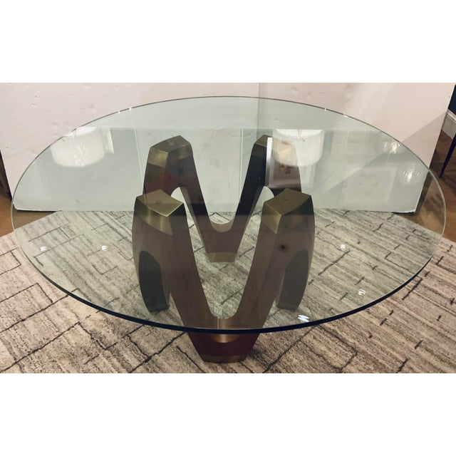 Mid-Century Modern Global Views Mod Wood and Gold Wave Dining Table For Sale - Image 3 of 4
