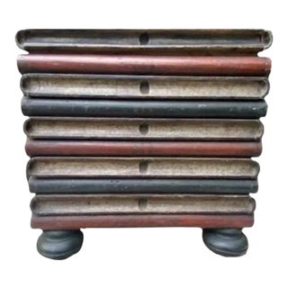 Late 19th Century Faux Stacked Book Box Painted Side Table For Sale