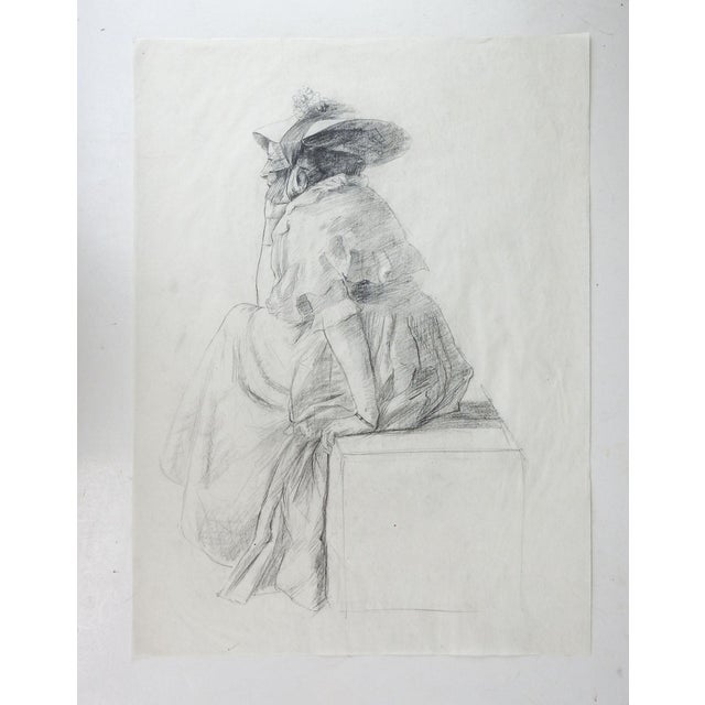 Portraiture Late 19th Century Woman in Bonnet Portrait Drawing For Sale - Image 3 of 3