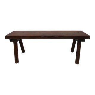 Early 20th Century Primitive Low Pine Bench For Sale