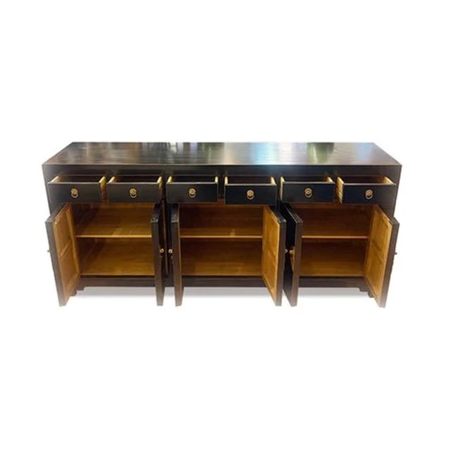 Chinese East Village 79" Long Sideboard-Black For Sale - Image 3 of 5