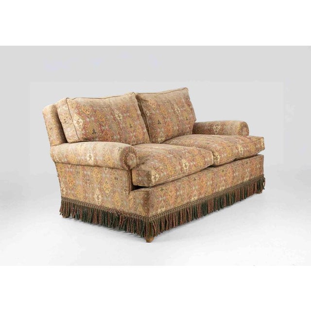 Vintage Sofa realized by an italian manufacture in 1970s. Padded fabric. Signs of time, especially a discoloration on the...