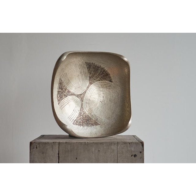 Mid-Century Italian Centerpiece in Hand Hammered Silver Plated Metal, 1950s For Sale - Image 6 of 8