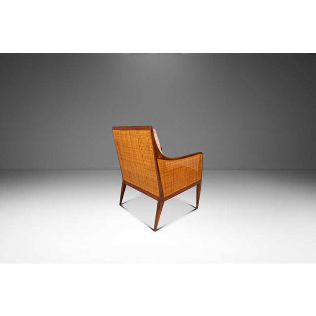 Beige Set of Two (2) Rare Mid-Century Modern Caned Lounge Chairs in Walnut Attributed to Kipp Stewart for Directional, Usa, C. 1950s For Sale - Image 8 of 17
