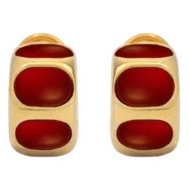 Cobra Huggies With Carnelian Stones, A Pair For Sale