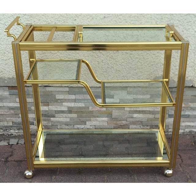 Gold Vintage French Serving Trolley, 1970s For Sale - Image 8 of 12