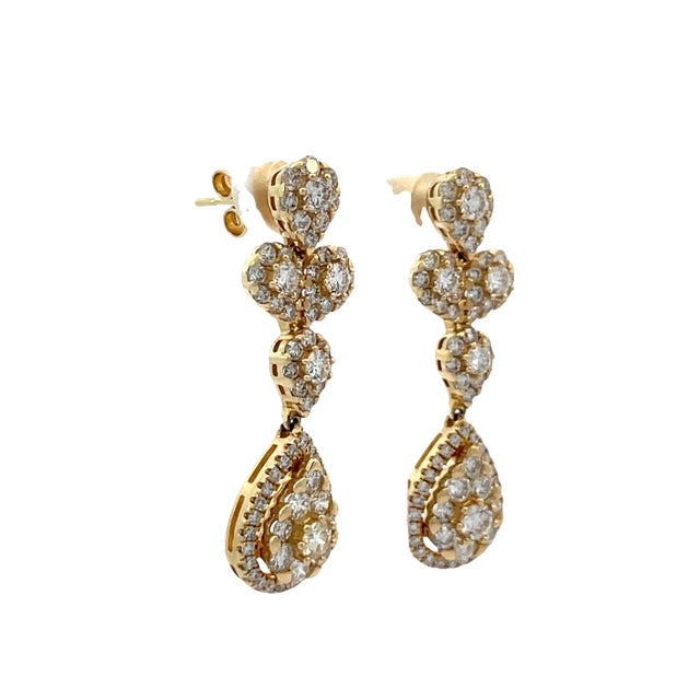 14k Gold 2.50 Carat Diamond Dangle Earrings, A Pair For Sale In New York - Image 6 of 10
