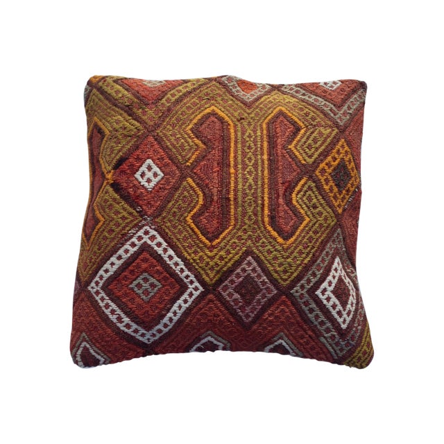 Vintage Kilim Pillow Cover - 16" X 16" For Sale