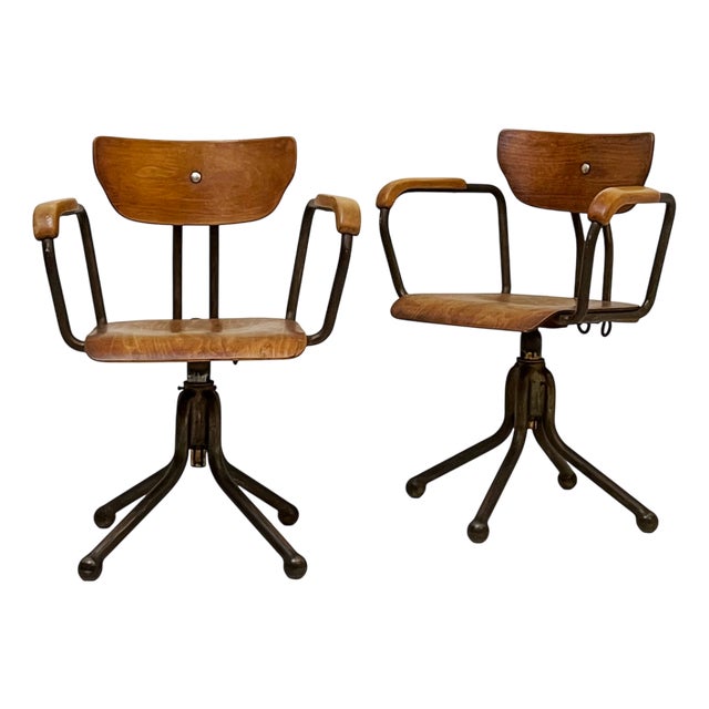 Vintage Industrial Armchairs, 1940s, Set of 2 For Sale