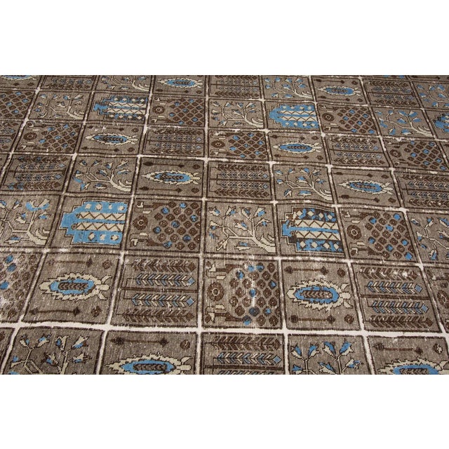 Early 20th Century Vintage Distressed Persian Tabriz Garden Wool Rug For Sale - Image 5 of 8