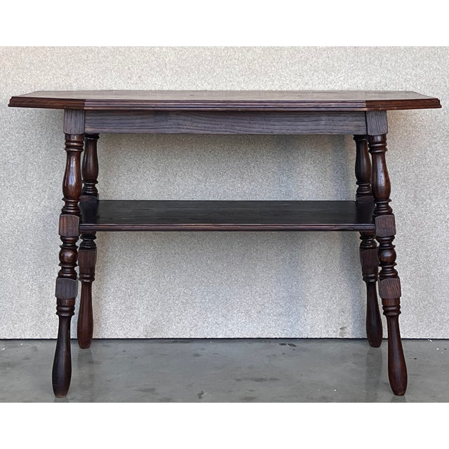 Late 19th Century Country French Two-Tier Walnut Console Side Table For Sale - Image 5 of 12