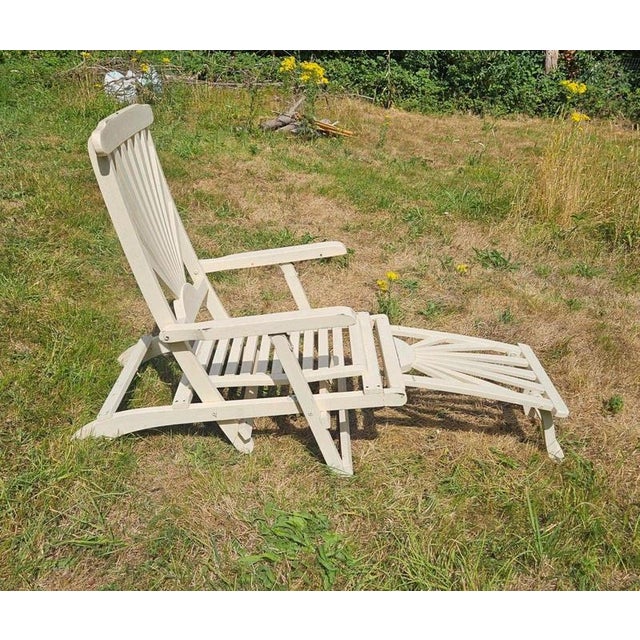 Cream British Art Deco Folding Sunray Garden Lounger, 1930 For Sale - Image 8 of 18