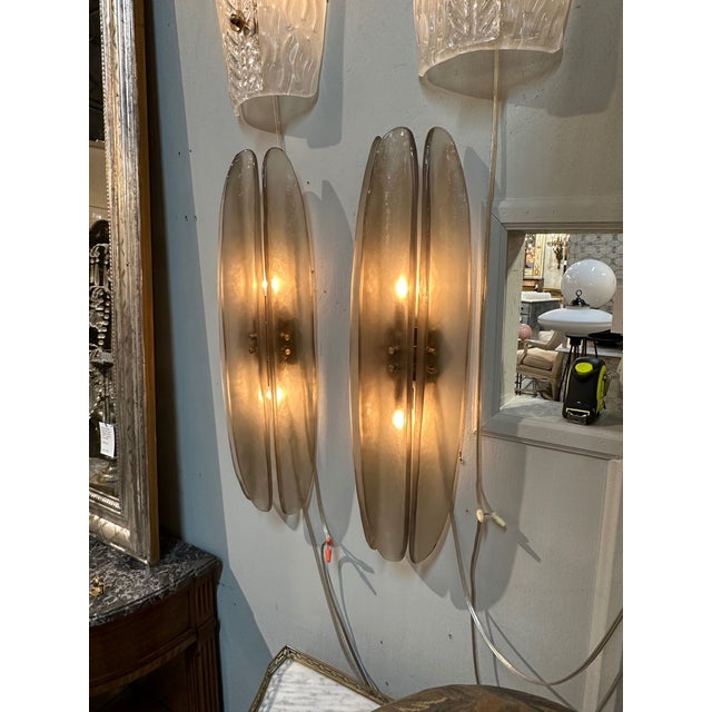Glass Pair of 'Fume" Murano Glass Sconces For Sale - Image 7 of 7