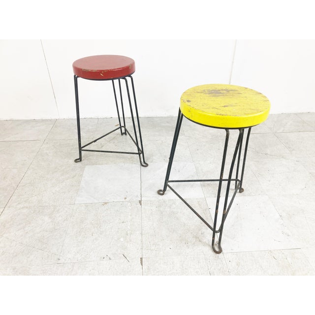 Black Set of Mid-Century Industrial Stools, 1950s For Sale - Image 8 of 11