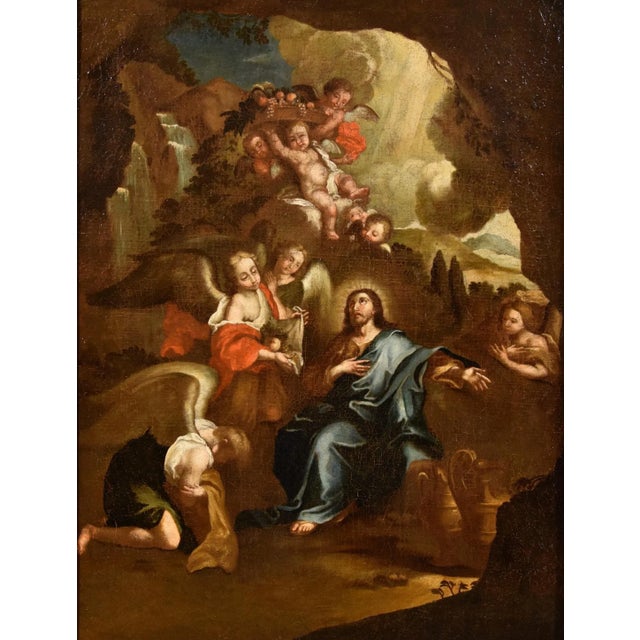 Christ Surrounded by Angels in the Desert Circle of Pietro da Cortona, born Pietro Berrettini (Cortona 1597 – Rome 1669)...