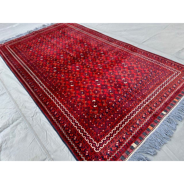 High Quality Afghan Beshir Kunduz All-Over Lattice Rug - 6'2" X 3'8" For Sale - Image 4 of 12