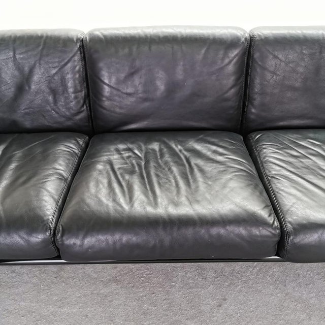 Paint Black Leather Sofa by Gavina for Studio Simon, 1970s For Sale - Image 7 of 15