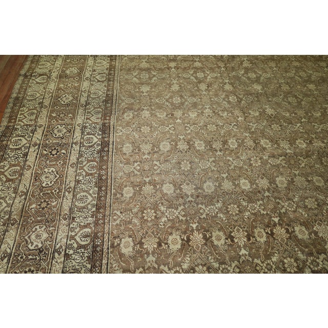 Persian Large Square Brown Persian Tabriz 20th Century Rug For Sale - Image 3 of 6