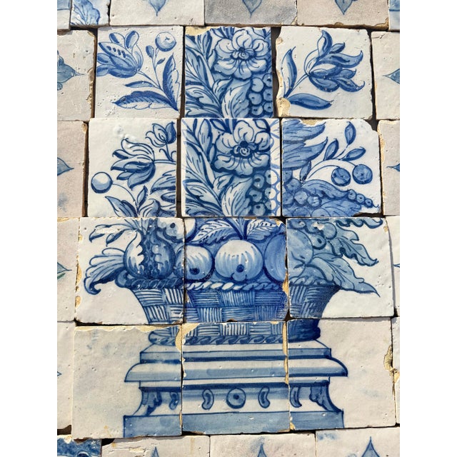 Rococo Antique 18th Century Portuguese Rococo Basket of Plenty Tile Panel For Sale - Image 3 of 15