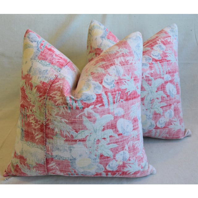 Bohemian Chic Red Rose Blue Floral Batik Feather Down Pillows