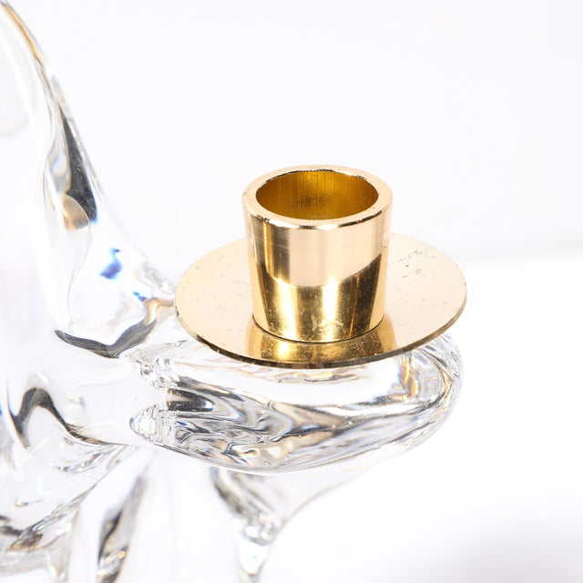 Pair of Mid-Century Crystal & Brass Tree Form Candelabras Signed Schneider For Sale - Image 12 of 15