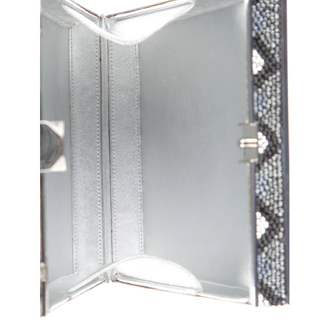 Silver Judith Leiber Crystal Minaudière Cigar Box Clutch Evening Bag Art Deco Silver For Sale - Image 8 of 10