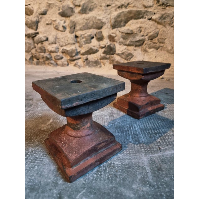 Antique Cast Iron Architectural Bases, 1890s, Set of 2 For Sale - Image 13 of 13