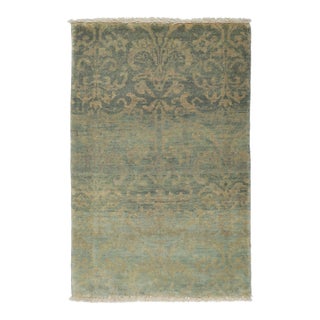 Contemporary Arabesque Gift-Sized Wool & Natural Silk Rug by Rug & Kilim, India For Sale