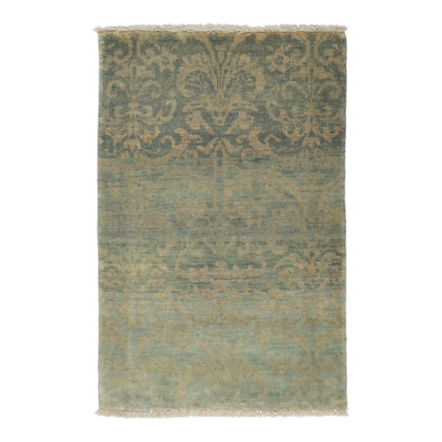Contemporary Arabesque Gift-Sized Wool & Natural Silk Rug by Rug & Kilim, India For Sale