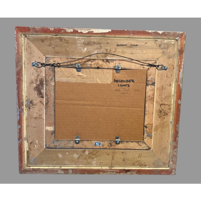 2007 Marty Poole Silver Framed Oil Painting on Artist Board December Lights For Sale - Image 6 of 7
