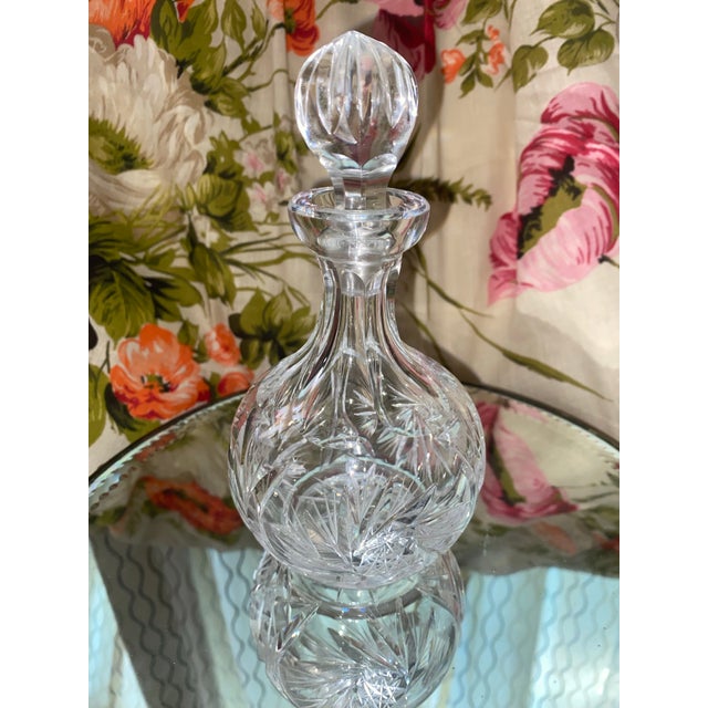 Antique Cut Glass Pinwheel Star Pattern Perfume Decanter With Stopper. For Sale In Miami - Image 6 of 11