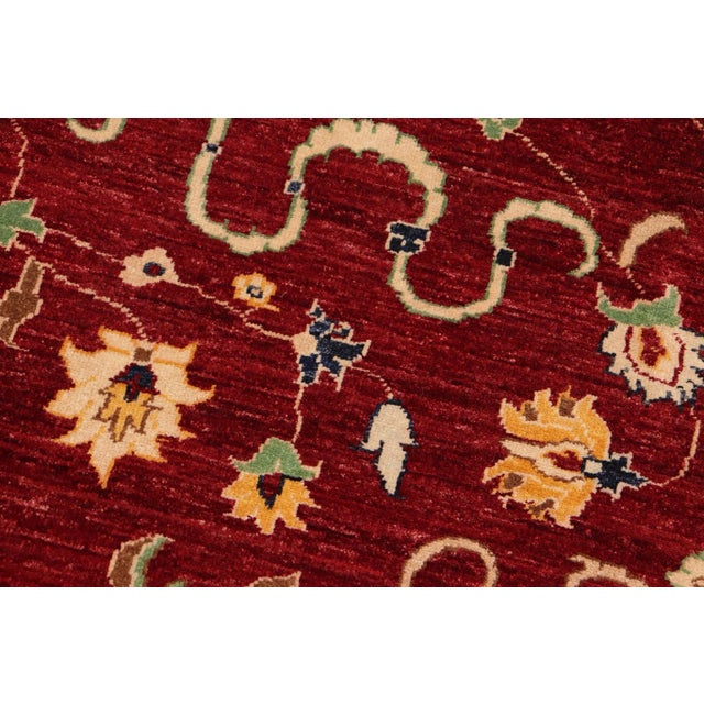 1990s Bohemien Ziegler Red Blue Hand-Knotted Wool Rug - 10'1'' X 13'9'' For Sale - Image 4 of 8