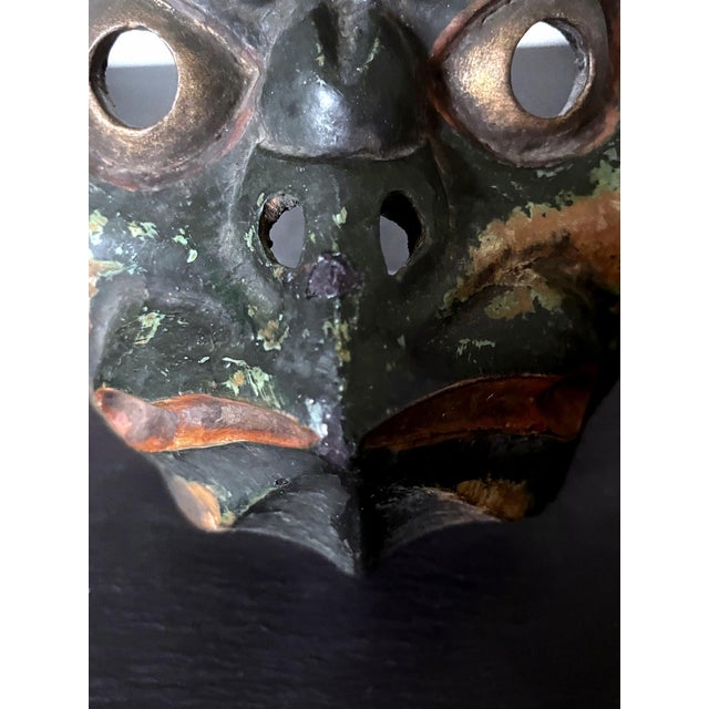 Japanese Wood Bugaku Mask of Korobase Edo Period For Sale - Image 9 of 18