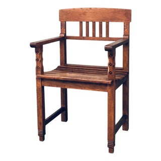 Dutch Modernist Carved Oak Side Chair, 1920s For Sale