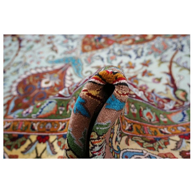 Antique 1930s Persian Tabriz Wool 9x13 Light Green & Light Clay Handmade Area Rug #9902254 For Sale In Houston - Image 6 of 7