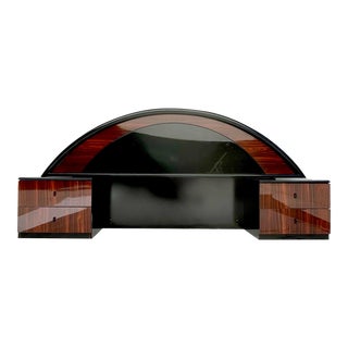 Italian Modern Art Deco Lacquered Headboard and Nightstands For Sale