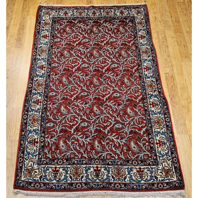 "Exquisite vintage Persian Qum Area Rug, meticulously hand-knotted in the second quarter of the 1900s. While Qum is...