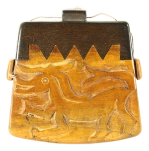 Early 20th Century Indonesian Sumba Island Carved Tongal Tobacco Box With Dragon